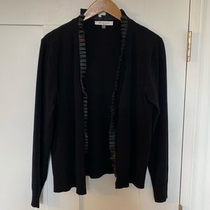 Siano Milano Black sweater Cardigan,  with pleated trim closure . size M